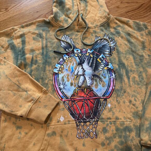 MARKET Dunking Eagle Hoodie Mens Large Dye Hooded Sweatshirt Basketball Graphic - Picture 1 of 6